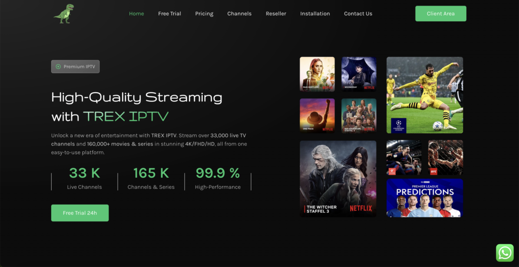 trex iptv provider website