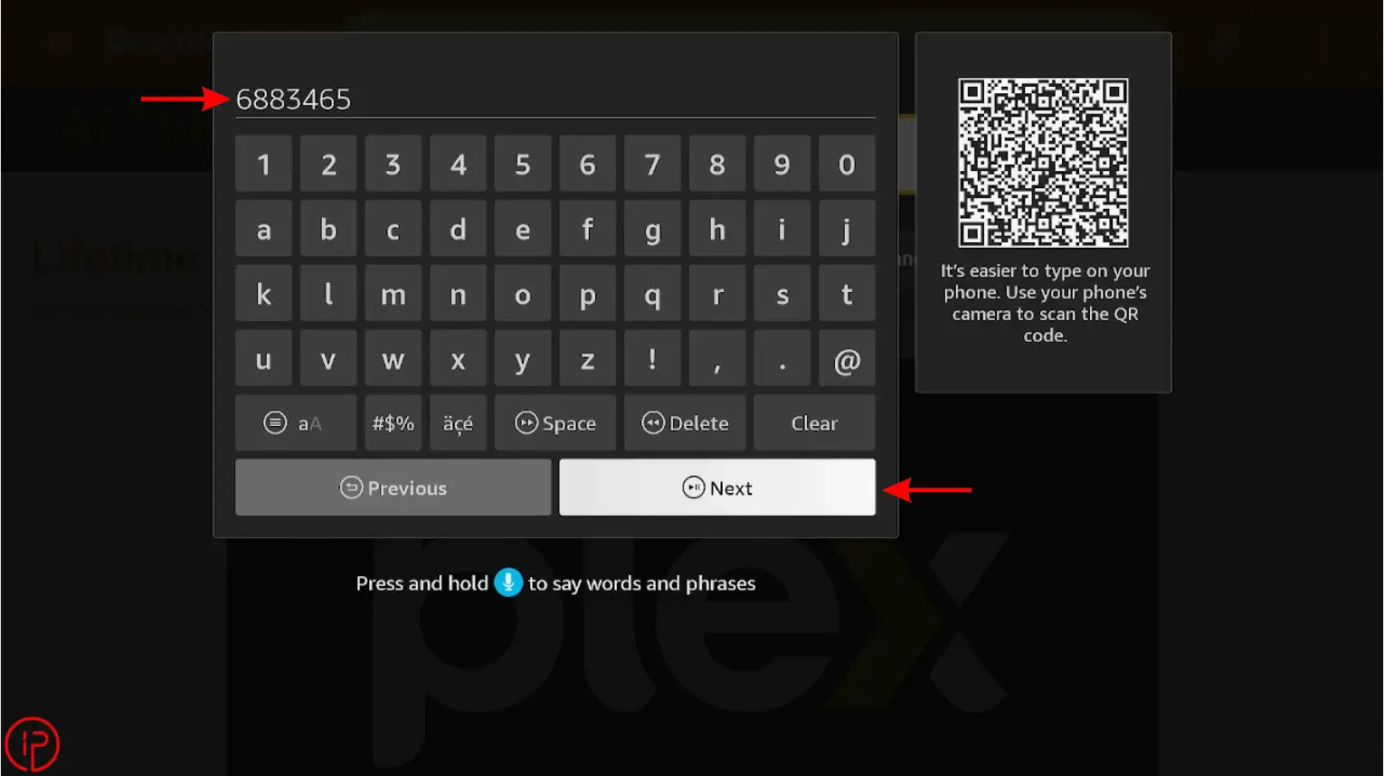 Enter the Downloader code (1)