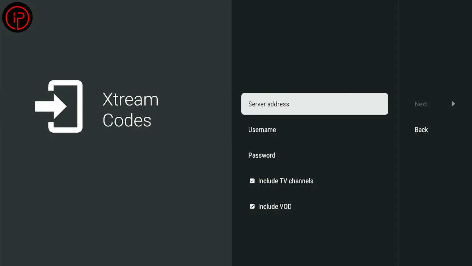 Enter your Xtream Codes details