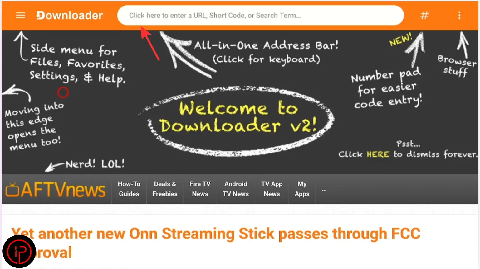Open the Downloader app and click the search bar. (1)