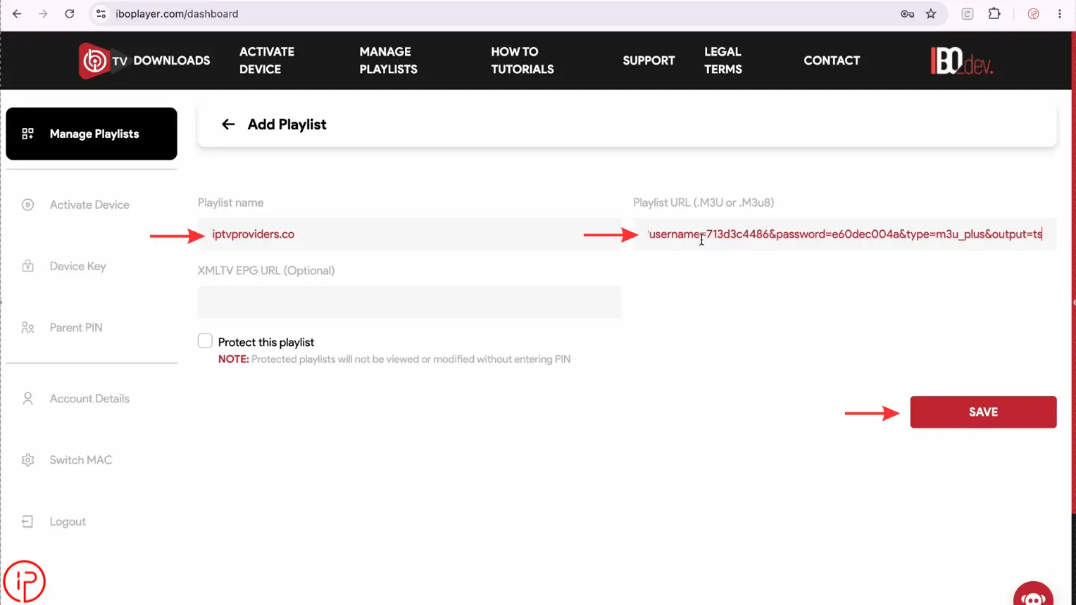 Enter a Playlist Name, paste your M3U URL, then click Add Playlist