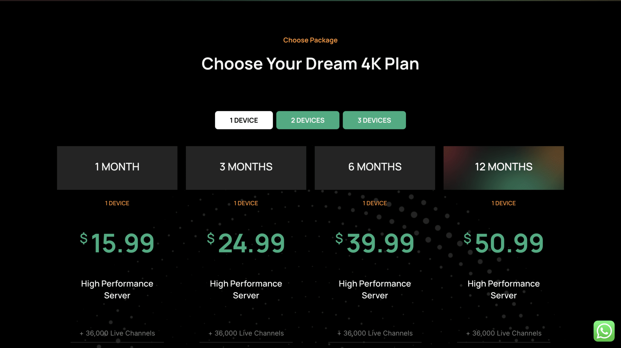 dream 4k iptv pricing