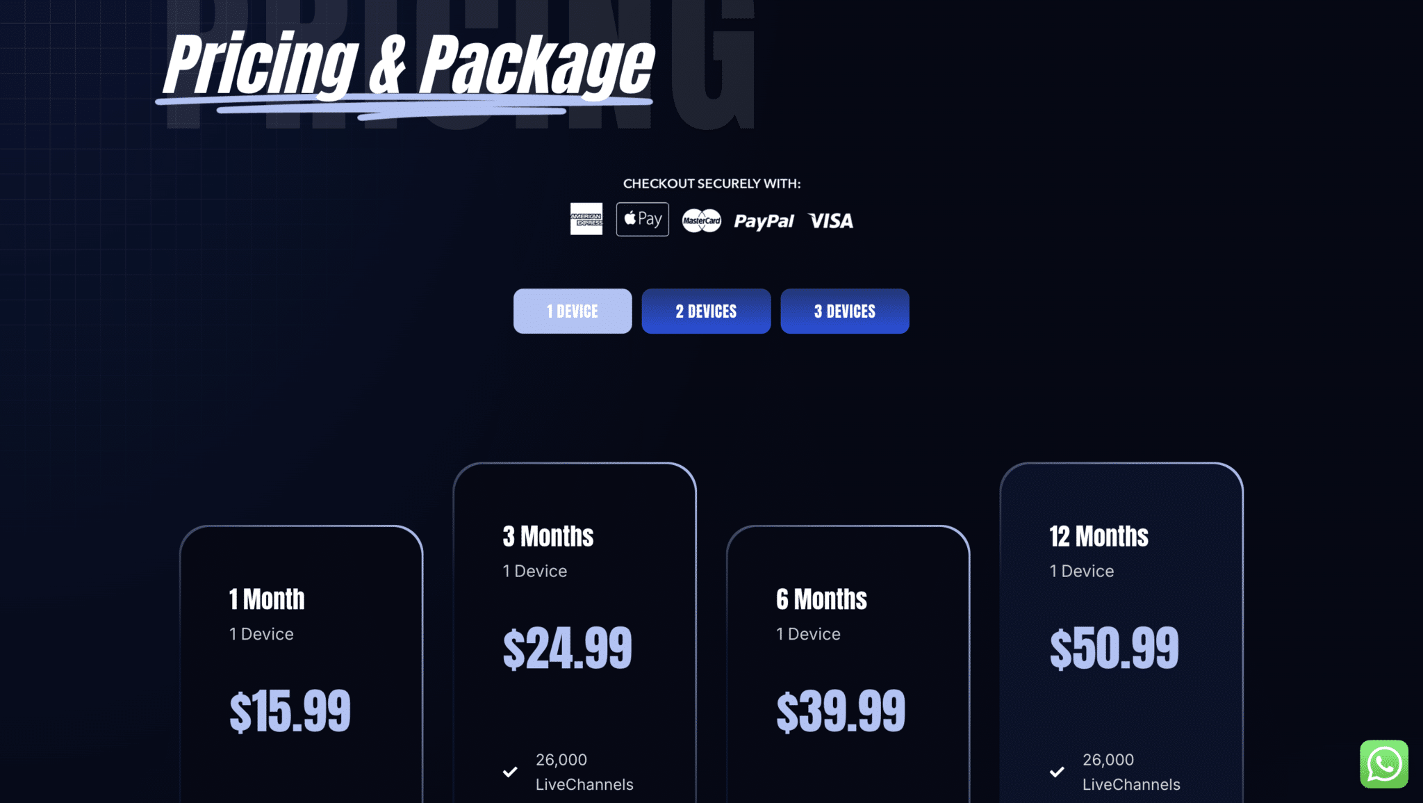 mega iptv pricing