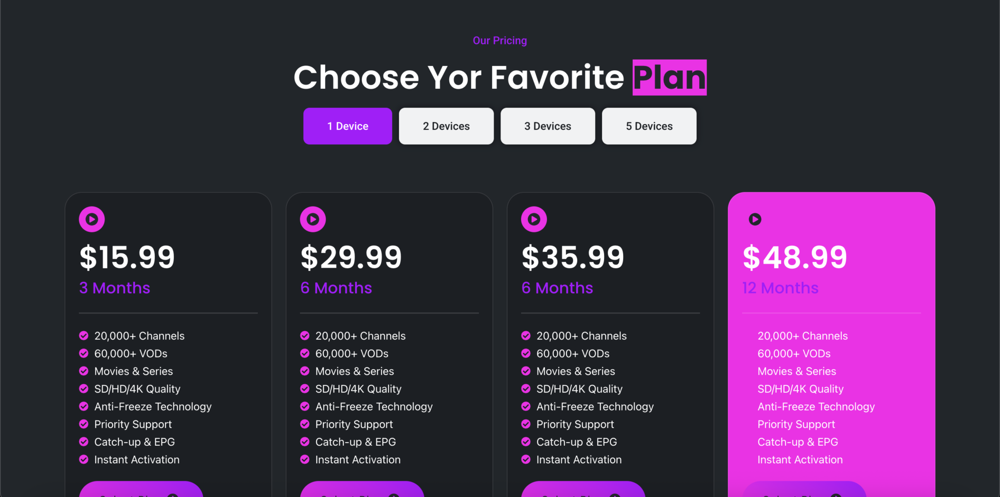 v12 iptv pricing