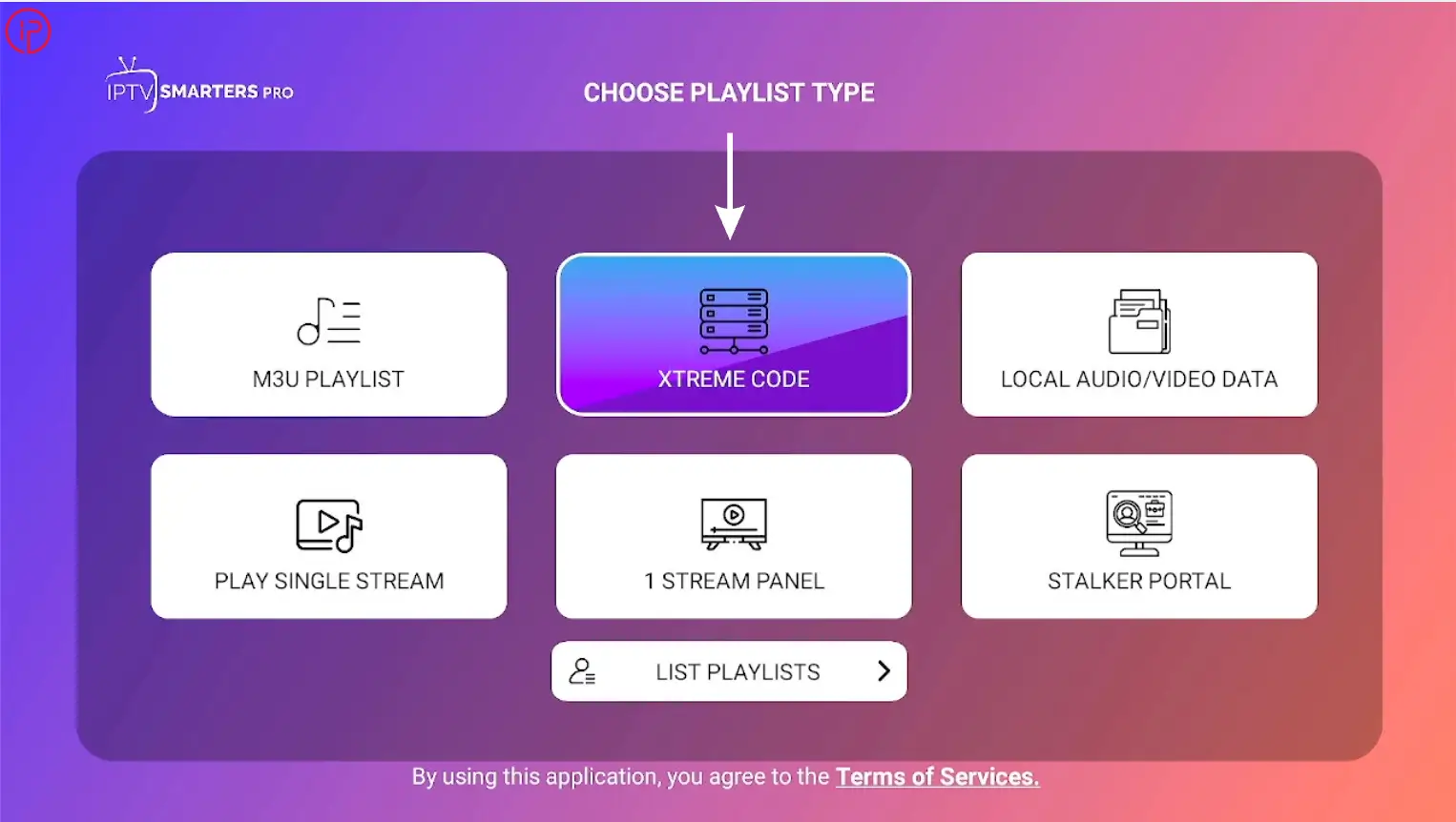 open iptv smarters pro and choose xtream code