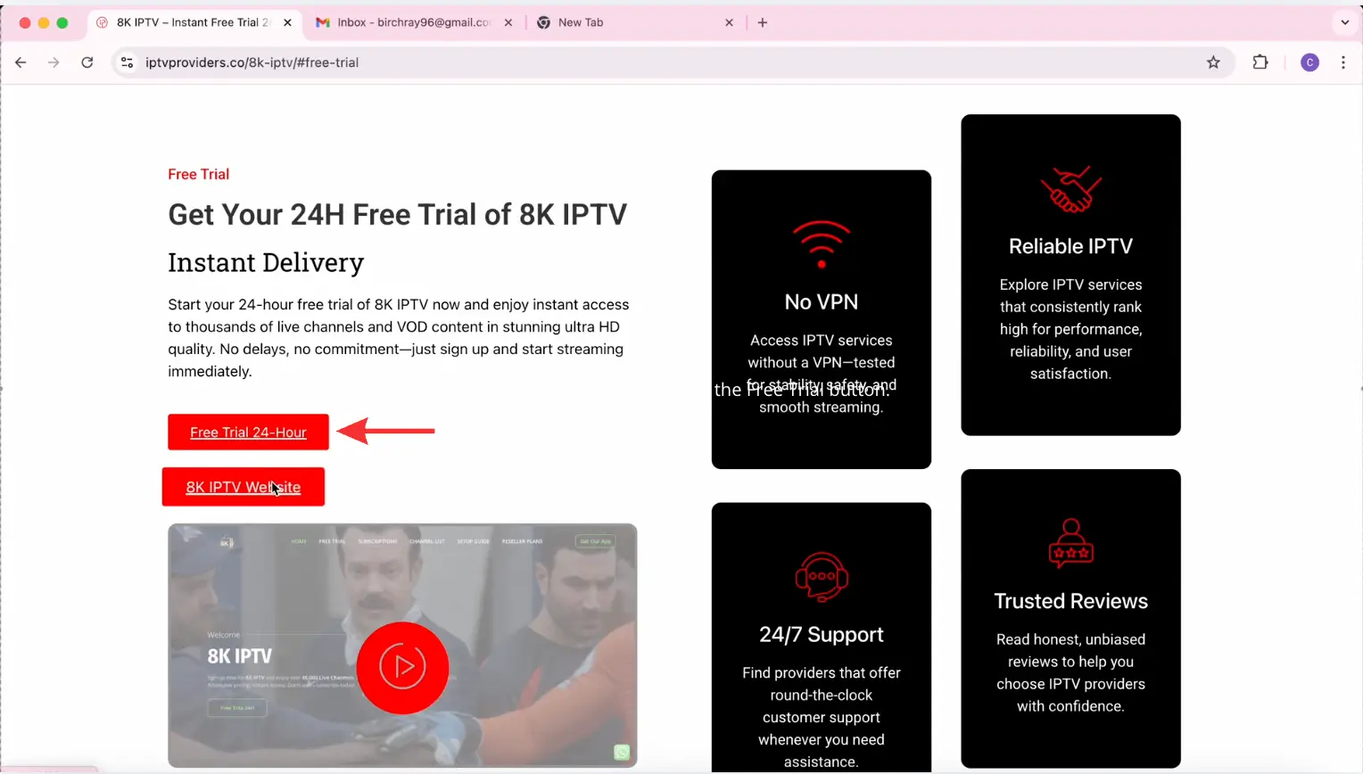Scroll down and click the "Free Trial" button.